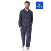 Pánske flanelové pyžamo Key MNS 414 - Tmavomodrá / 2XL