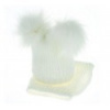 BABY NELLYS Zimná čiapočka s komínom - chlupáčkové bambuľky - biela