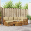 Rohová sofa sada 7 pcs Přirozená a Béžová Masivní akátové dřevo 3375123