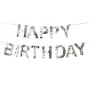 PartyDeco Banner Happy Birthday strieborný 220 cm