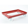 PK Group 2016 s.r.o. Plastový vozík pod prepravky, 2 otočné 100 mm polyamidové kolieska, červený