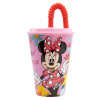 MYSZKA MINNIE ŠÁLKA SO SLAMKOU FĽAŠA 430 ml DISNEY