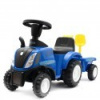 Detské odrážadlo traktor s vlečkou a náradim Baby Mix New Holland modrý Modrá