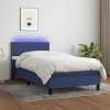 vidaXL Posteľ boxsping s matracom a LED modrá 100x200 cm látka - Modrá - 19876-161430