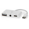 NEDIS USB 2.0 multiport adaptér/ zástrčka USB-C/ zásuvka USB-A/ zásuvka USB-C/ zásuvka 3,5 mm/ 480 Mbps/ okrúhly/ blister