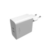 Adaptér FIXED s výstupom 2x USB-C podpora PD 65 W biely