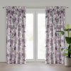 Zamatový záves DAVOS s rastlinnou potlačou - fialový