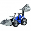 Traktor s lyžicou a bagrom modro-šedý, 65 cm