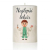 Dekoračná palmová sviečka - Najlepší lekár - Valec - 13cm / 7,5cm - 480g