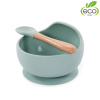 Bo Jungle Silikónová miska s prísavkou a lyžičkou Pastel Blue