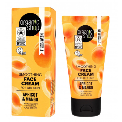 ORGANIC SHOP Krém na tvár pre suchú pokožku s vyhladzujúcim účinkom, Marhuľa & Mango, 50 ml