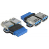 Delock Adapter USB 3.0 pin konektor samica > 2 x USB 3.0 samica – vedľa seba