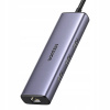 UGREEN Adaptér Hub USB-C 6v1 s 3x USB A 3.0, HDMI 4K, RJ45 LAN 1Gb a PD 100W
