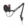 Mikrofón Krux Edis 3000, káblový, s ramenom a filtrom, čierny