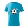 Futbalová lopta v triku - Tričko detské bavlnené - 122 cm/6 rokov ( Svetlý tyrkys )