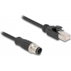 DELOCK M12 Kabel D-kodiert 4 Pin St. zu RJ45 St. PVC 1 m