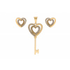 Doria Set z ocele zlatý KĽÚČIK so srdiečkami K072