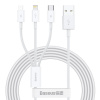 Dátový kábel Baseus CAMLTYS-02 Superior Fast Charging 3v1 USB-C, Lightning, MicroUSB 1,5 m biely