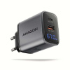 Sieťová nabíjačka AXAGON ACU-PQ67D GaN 67 W, USB-A + USB-C, PD3.0/PPS/QC4+/SFC2.0/Apple, LCD displej