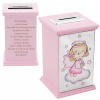 Pokladnička pre deti - Piggy Bank Angel Pink Souvenír pre krst Gravírovanie (Pokladnička pre deti - Piggy Bank Angel Pink Souvenír pre krst Gravírovanie)