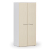 Kancelárska policová skriňa PRIMO WHITE s dverami, 800 x 500 x 1781 mm, biela/breza