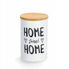 ZELLER Kovová dóza s bambusovým vekom 1l, biela Home 10,5x16,5cm