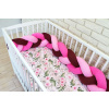 Mantinel pletený vrkoč s obliečkami Kvetinky - ružová