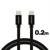 SWISSTEN Textilný kábel USB-C / USB-C - 0,2 m - čierny