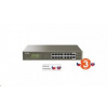 Tenda TEG1116P-16-150W - PoE AT Switch 135Watt, 16xRJ45 Switch s 16x 10/100/1000 Mbps PoE, bez ventilátora, kovový