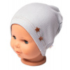Baby Nellys Rebrovaná čiapka Hviezdičky - šedá Baby Nellys