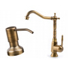 Kuchynská batéria - Retro kohútika kuchynská batéria Staré zlato + dávkovač (Kuchynská batéria - Retro kohútika kuchynská batéria Staré zlato + dávkovač)