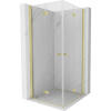 Mexen Mist-F Duo, skladací sprchový kút 90 x 90 cm, číre sklo, zlatý matný profil, 8A6-090L-090P-55-00