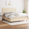 vidaXL Posteľný rám boxspring s matracom krémový 160x200 cm látka