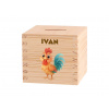 ČistéDrevo Detská drevená pokladnička - Mláďatá na farme Zvoľte zvieratko: Kohút