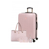 Zvýhodněný set BERTOO Torino I. - růžový Cestovní kufr XXL, Cestovní kabelka Valentina, Kosmetická taška Nicola, Jmenovka na zavazadlo