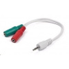 GEMBIRD Kabel rozdvojka jack 3,5mm (4 pólový) na 2x3,5mm M/F, 20cm, bíla CCA-417W