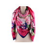 Stoklasa Velký saténový šátek s květy 130x135 cm - 3 pink