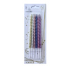 Tortové sviečky špirálové metalické barevné 13 cm 6 ks