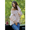 Fashionweek Oversize elegantný sveter s carmen výstrihom pre chladné dni JK19 / LILI Farba: jasne ružová, Veľkosť: Universal