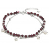 ORO Silver Náramok vášnivých tónov - granát, perly a striebro v odvážnom ženskom prevedení