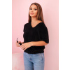 Legínovo Dámsky sveter z mäkkého vlákna s výstrihom do V s krátkym rukávom béžový Farba: Čierna, Veľkosť: UNI