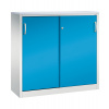 Kancelárska skriňa Acurado - Sideboard, posuvné dvere, 1200 x 400 x 1200 mm, bledosivá/bledomodrá