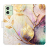 Flip pouzdro iSaprio na mobil Motorola Moto G54 5G - Gold Leaves 02 s kapsičkami na karty (Knížkové flipové pouzdro iSaprio pro mobil Motorola Moto G54 5G - Gold Leaves 02 - elegantní obal s kapsami,