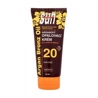 Vivaco Sun Argan Bronz Oil Tanning Cream SPF20 voděodolný opalovací krém 100 ml