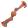 Preťahovadlo DOG FANTASY lopta farebné vzor 1, 2 knôty - 33 cm