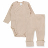 Zavinovacie rebrované body + tepláčky, 2D sada MBaby, béžové, veľ. 68 56 (1-2m)