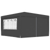 Profesionálny párty stan+bočné steny 4x4 m, antracitový 90 g/m²-ForU-48535
