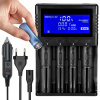 Univerzálna 12-220V LCD nabíjačka pre 4 dobíjacie Li-ion IMR LiFePO4 batérie