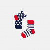 Happy Socks Detské modro-biele ponožky Happy Socks, dva páry – Stripes a Big Dot