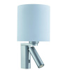 Searchlight 0991SS 1LT WALL LIGHT & CYLINDER ARM LED READING LIGHT, SATIN SILVER, WHITE GLASS SHADE